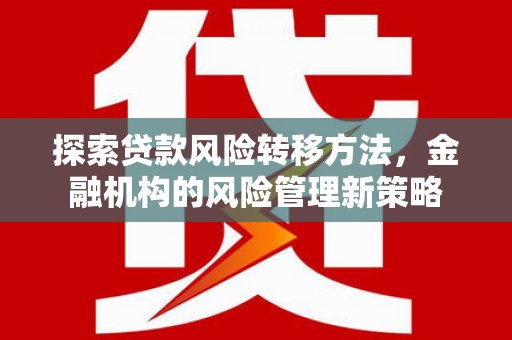 沿河探索贷款风险转移方法，金融机构的风险管理新策略
