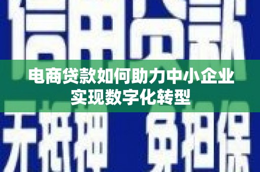 沿河电商贷款如何助力中小企业实现数字化转型