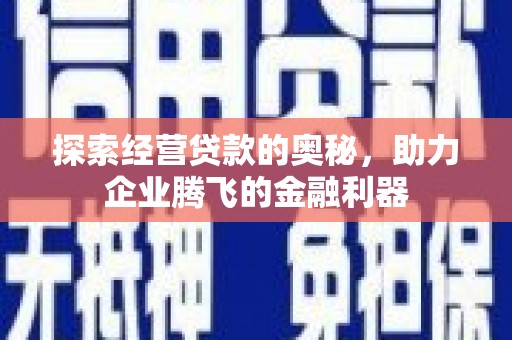 沿河探索经营贷款的奥秘，助力企业腾飞的金融利器