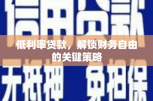 沿河低利率贷款，解锁财务自由的关键策略