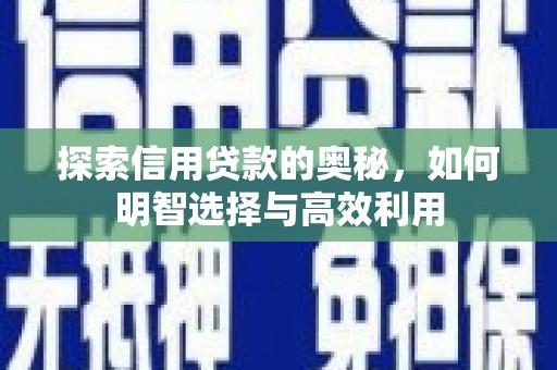 沿河探索信用贷款的奥秘，如何明智选择与高效利用